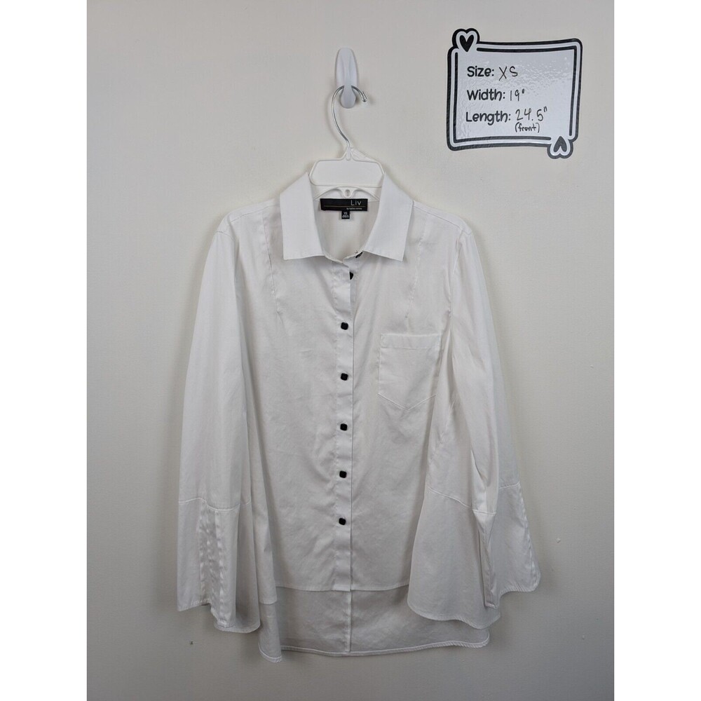 Liv By Habitat Clothes - Lagenlook Modern Tunic Button Down Shirt - XS